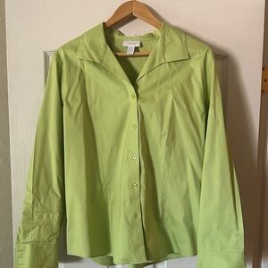 165 Chico's Lime Green Cotton Blouse sz 3 XL